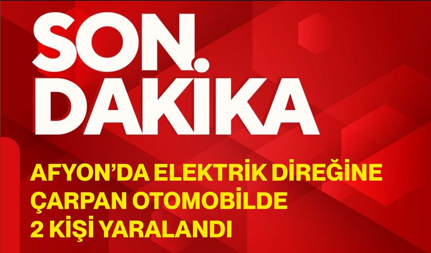 Afyon’da elektrik direğine çarpan otomobilde 2 kişi yaralandı