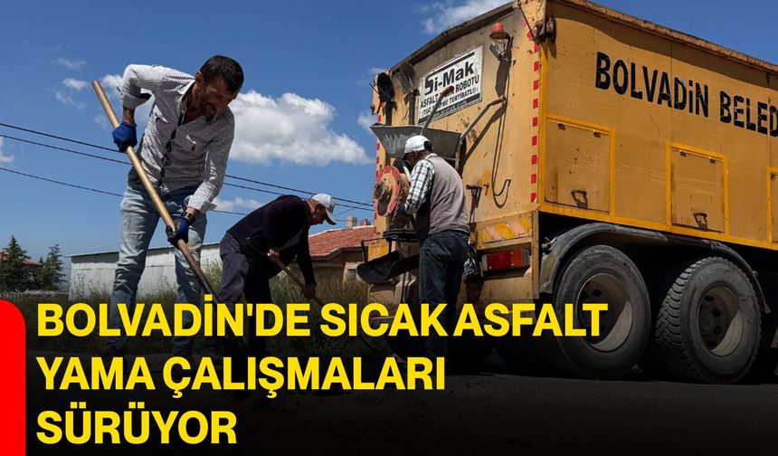 Bolvadin'de sıcak asfalt yama çalışmaları sürüyor
