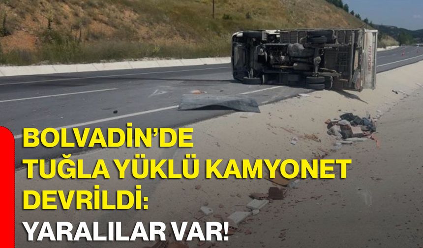 Bolvadin’de tuğla yüklü kamyonet devrildi: Yaralılar var!