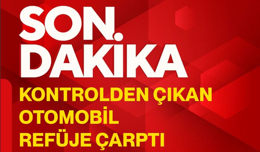 Kontrolden çıkan otomobil refüje çarptı