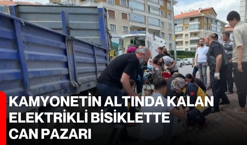 Kamyonetin altında kalan elektrikli bisiklette can pazarı