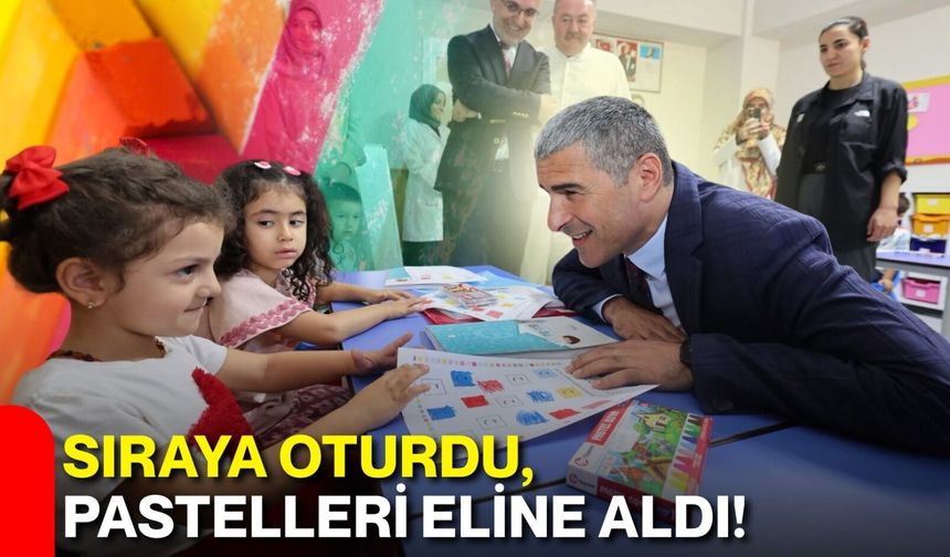 Sıraya oturdu, pastelleri eline aldı!