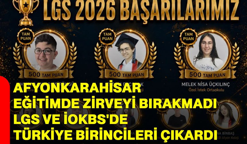 Afyonkarahisar Eğitimde Zirveyi Bırakmadı! LGS ve İOKBS'de Türkiye Birincileri Çıkardı
