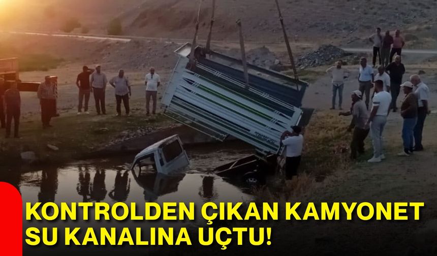 Kontrolden çıkan kamyonet su kanalına uçtu!