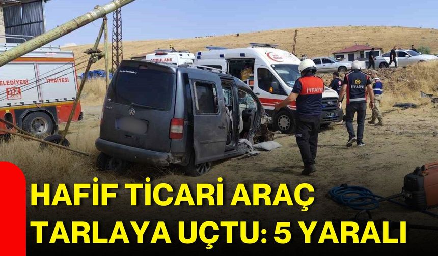 Hafif ticari araç tarlaya uçtu: 5 yaralı