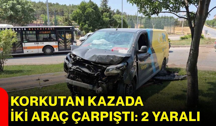 Korkutan kazada iki araç çarpıştı: 2 yaralı