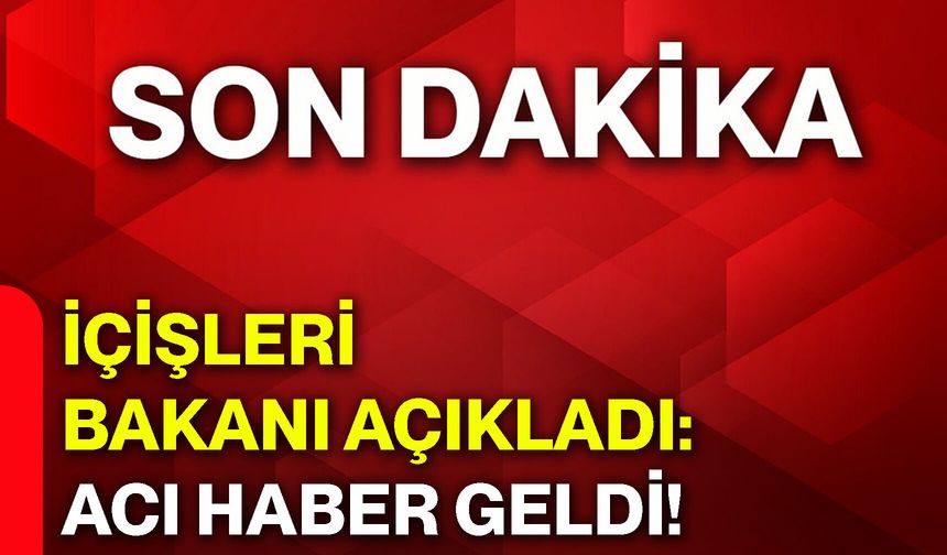 İçişleri Bakanı açıkladı: Acı haber geldi!