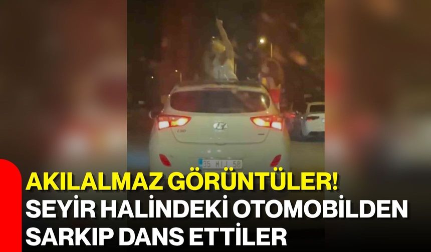 Akılalmaz görüntüler! Seyir halindeki otomobilden sarkıp dans ettiler