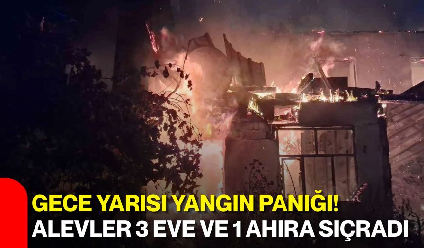Gece yarısı yangın paniği! Alevler 3 eve ve 1 ahıra sıçradı