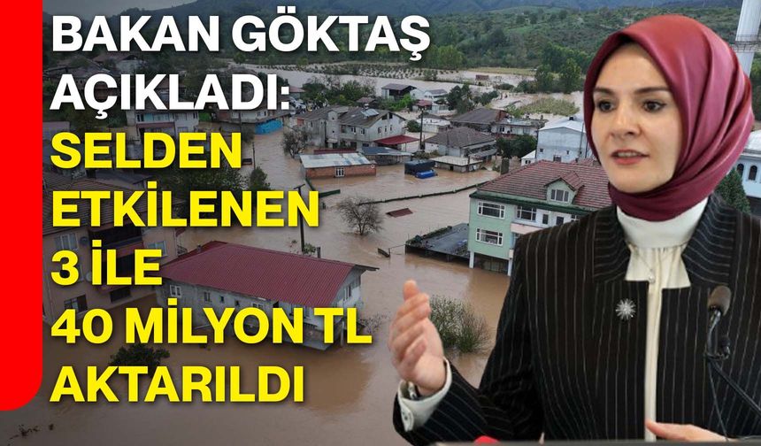 Bakan Göktaş açıkladı: Selden etkilenen 3 ile 40 milyon TL aktarıldı