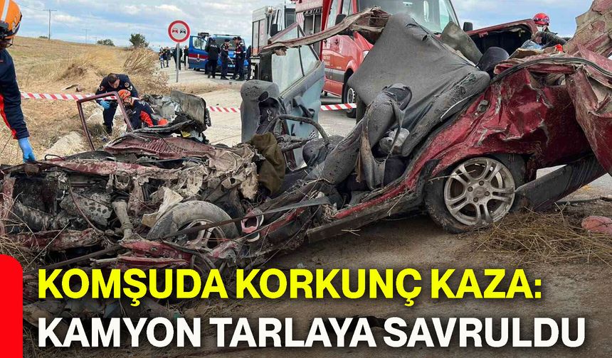 Komşuda korkunç kaza: Kamyon tarlaya savruldu