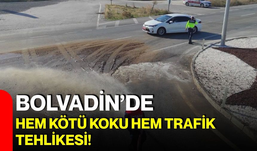 Bolvadin’de hem kötü koku hem trafik tehlikesi!