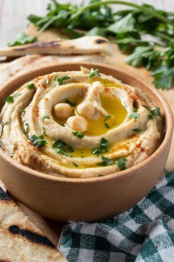 Chickpea Hummus Rustic Wooden Table 123827 22470