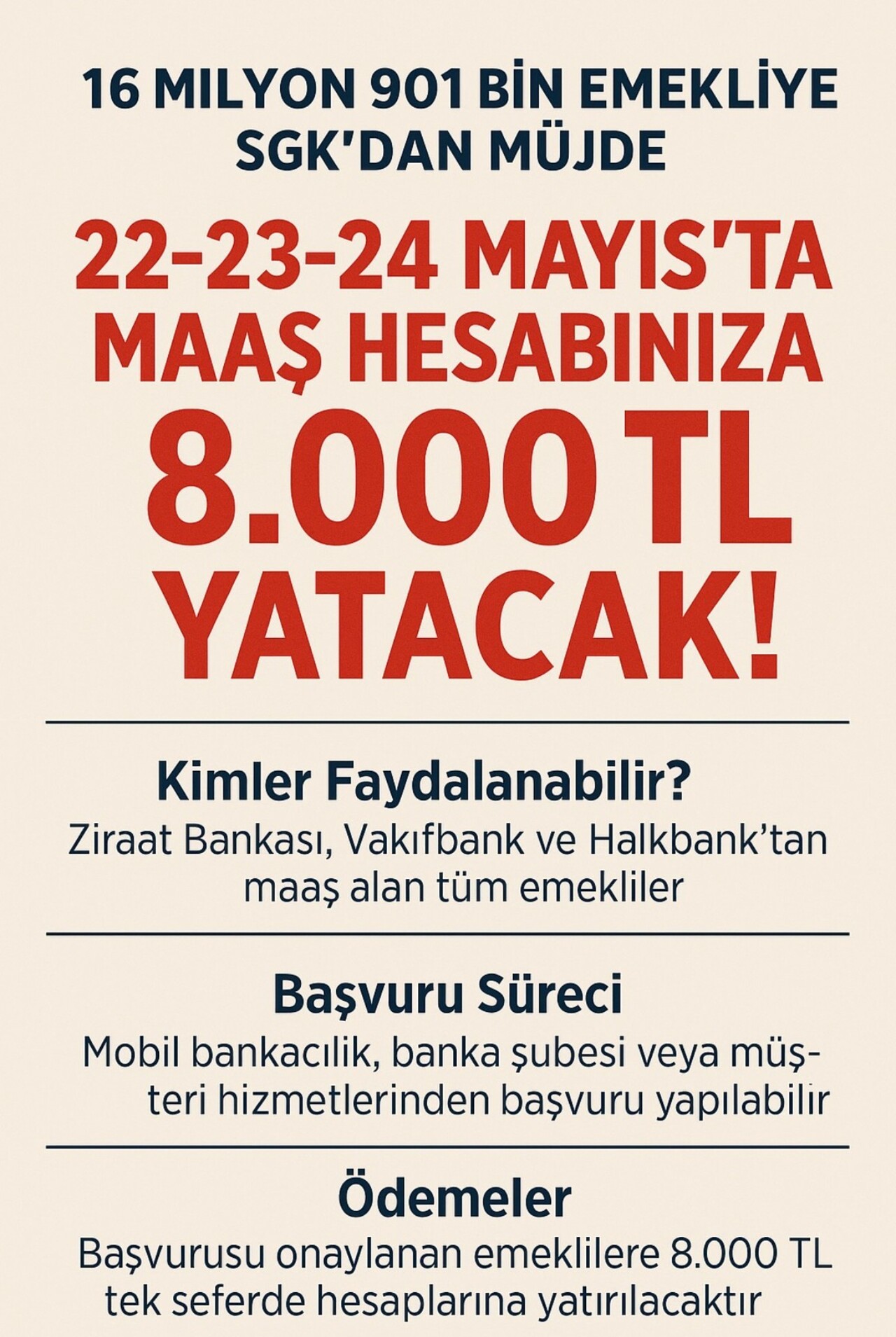 16 Milyon Emekliye Sgk Dan Mujde 22 23 24 Mayis Ta Hesabiniza 8000 Tl Yatacak
