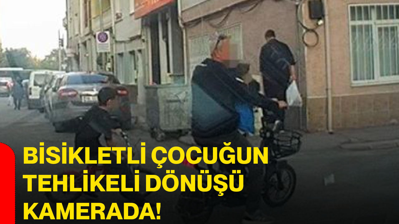 Bisikletli çocuğun tehlikeli dönüşü kamerada!