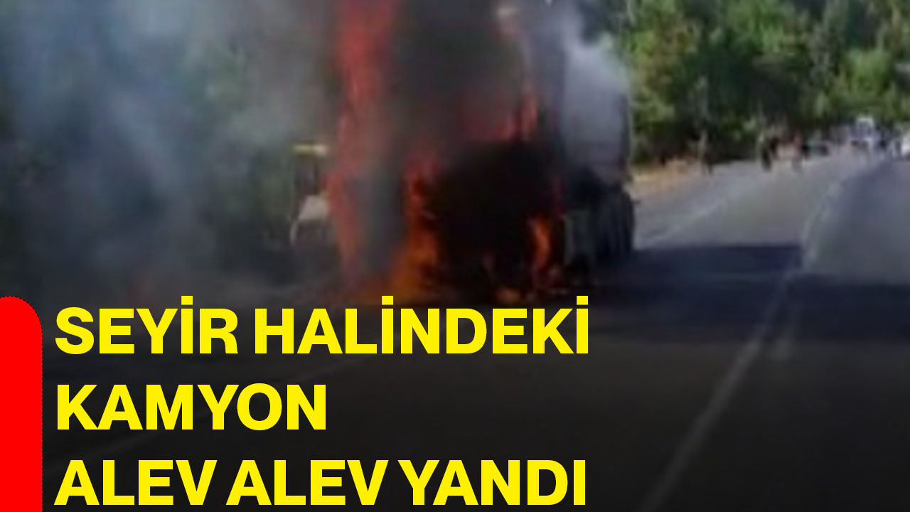Seyir halindeki kamyon alev alev yandı