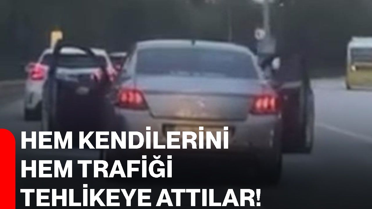 Hem kendilerini hem trafiği tehlikeye attılar!